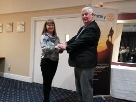 President Roger welcomes Lucy to Washington Forge Rotary
